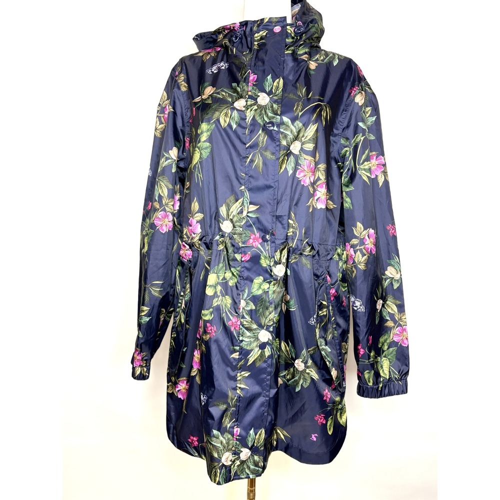 Joules Golightly Navy Floral Packable Raincoat Jacket Right As Rain US 10 216935 - Picture 9 of 11